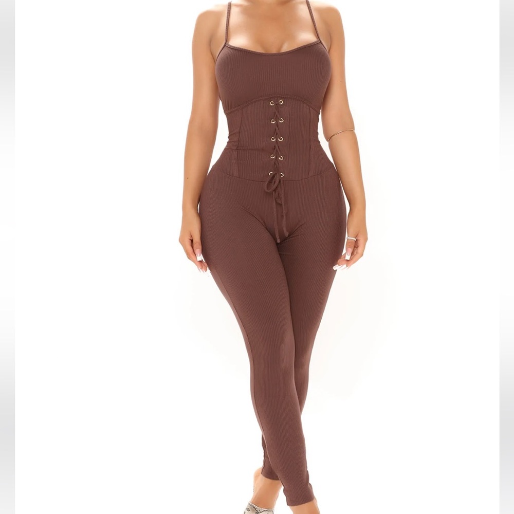 Fashion Nova Remi Ribbed Jumpsuit - Brown